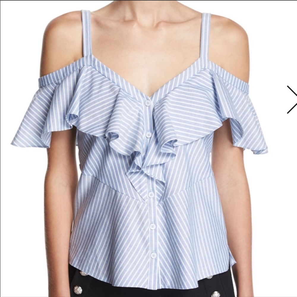 Veronica Beard Stripped Off Shoulder Top